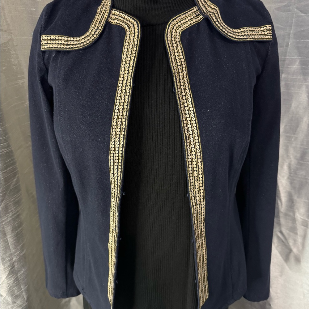 Bob Mackie Navy Blazer with Gold Detailing
